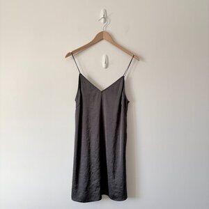 Aritzia Wilfred Free Vivienne Satin Mini Dress Charcoal Grey Size Small